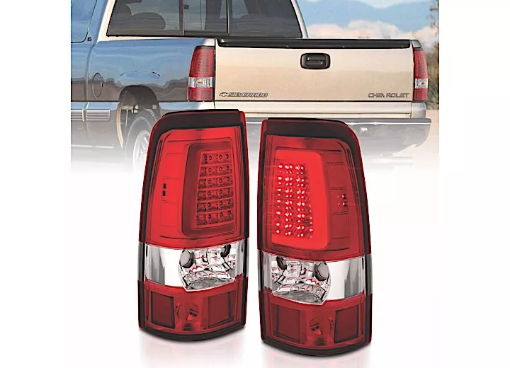 Anzo, Usa 03-06 silverado 1500/ 2500/3500 hd led taillights plank style chrome with red/cl