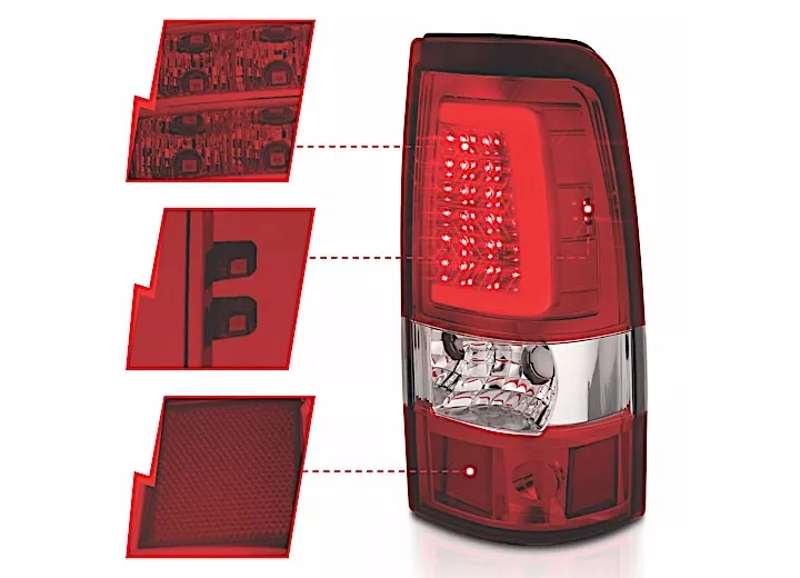 Anzo, Usa 03-06 silverado 1500/ 2500/3500 hd led taillights plank style chrome with red/cl