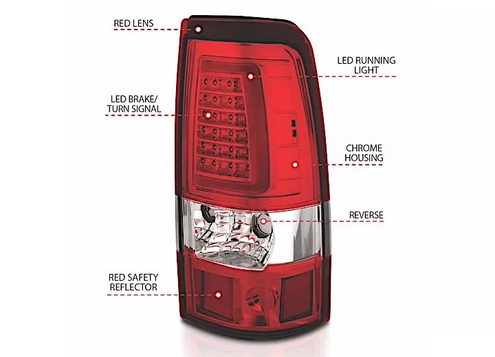 Anzo, Usa 03-06 silverado 1500/ 2500/3500 hd led taillights plank style chrome with red/cl