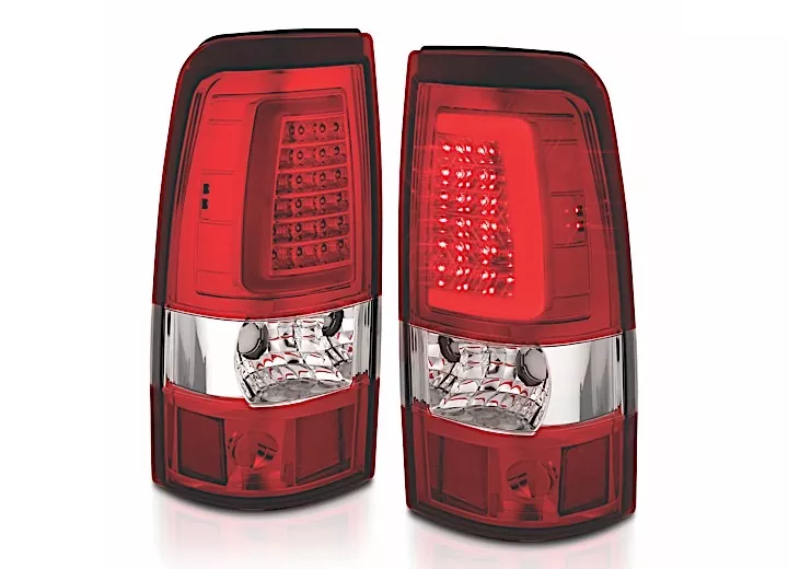 Anzo, Usa 03-06 silverado 1500/ 2500/3500 hd led taillights plank style chrome with red/cl