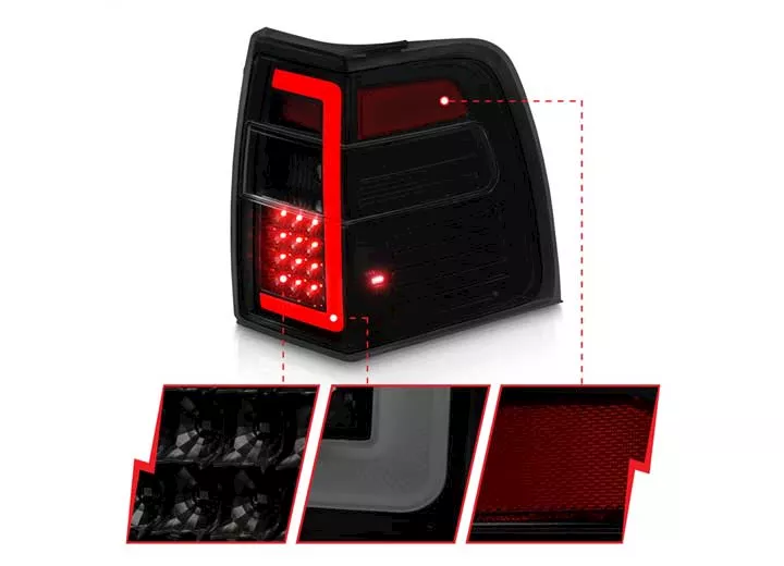 Anzo, Usa 07-17 expedition led tail lights w/light bar sequential black housing smoke lens