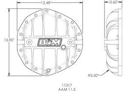 B & M Automotive Cast aluminum differential cover black aam 11.5 extra capacity drain/fill ports magnetic drain plug