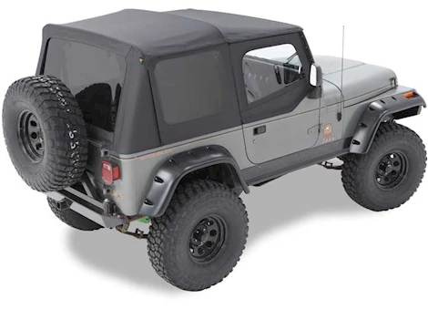 Bestop Inc. 10-18 jeep wrangler jk 4dr;no doors inc;tinted side/rear wind;premium acrylic replace-a-top;blk twil Main Image
