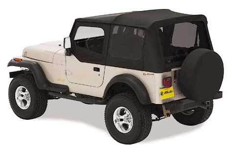 Bestop Inc. 97-02 JEEP WRANGLER REPLACE-A-TOP FABRIC SOFT TOP ONLY INCL HALF DOOR SKINS/CLEAR WINDOWS-BLACK DENI