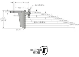 Bulletproof Hitches 2.0" Extreme Duty 12" Drop/Rise Hitch