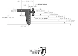 Bulletproof Hitches 2.5" Heavy Duty 10" Drop/Rise Hitch