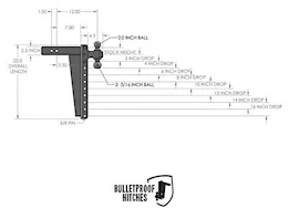 Bulletproof Hitches 2.5" Heavy Duty 16" Drop/Rise Hitch