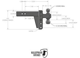 Bulletproof Hitches 2.5" Heavy Duty 4" Drop/Rise Hitch