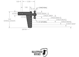 Bulletproof Hitches 3.0" Heavy Duty 10" Drop/Rise Hitch