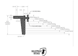 Bulletproof Hitches 3.0in heavy duty 16in drop drop/rise