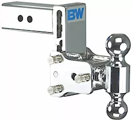 B & W Trailer Hitches Class v 2 1/2in receiver chrome tow & stow 8in model 5in drop 5.5in rise 2 & 2 5/16in balls