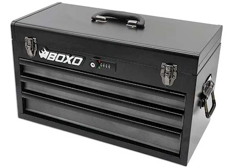 Boxo Tools 3-drawer portable steel tool box, black Main Image