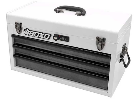 Boxo Tools 3-drawer portable steel tool box, white Main Image