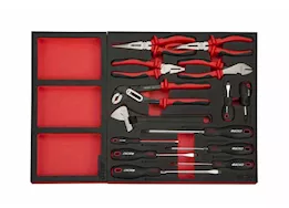 Boxo Tools Pro series, 26in 6-drawer bottom roll cabinet w/217pc tool set, gloss black, red trim