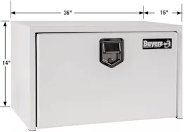 Buyers Products 14x16x36 inch white steel underbody truck box with paddle latch