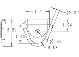 Buyers Products D-ring,1/4in w/clip,black zinc wll 800#