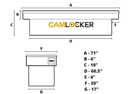 Cam Locker Deep and Wide Crossover Truck Tool Box, Gloss Black - 71IN X 20W X 19D
