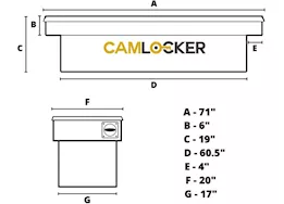 Cam Locker Deep Crossover Truck Tool box w/ Rail, Gloss Black - 71IN X 20W X 19D