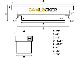 Cam Locker Notch Crossover Truck Tool Box w/ Rail, Matte Black - 71IN X 20W X 19D