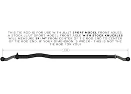 Rock Jock 18-c wrangler/20-c gladiator tie rod, bolts-on in sport model high steer app only currectlync