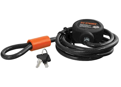 Curt Manufacturing MULTI-USE CABLE LOCK 6FT X 3/8IN CABLE VINYL-COATED BRAIDED STEEL