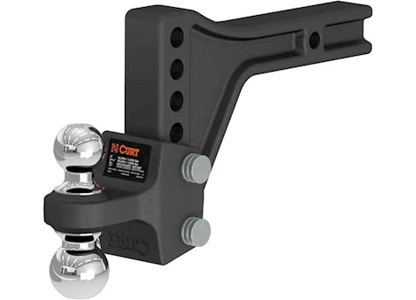Curt Manufacturing Adjustable trailer hitch ball mount with dual ball, 2in shank, 15k Main Image