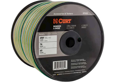Curt Manufacturing AUTOMOTIVE PRIMARY WIRE 250FT SPOOL-4-BOND WHITE,BROWN,YELLOW,GREEN