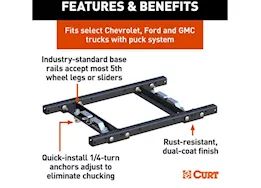 Curt Manufacturing 11-c 5-250/f350/f450/ 20-c silv/sierra 2500/3500 w/puck system 5th wheel adapter w/standard rails