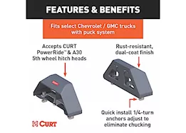 Curt Manufacturing 20-c silverado/sierra 2500/3500 8ft bed 30k puck 5th wheel legs