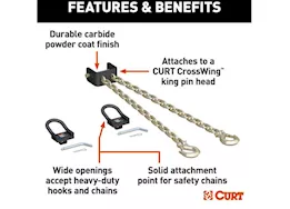 Curt Manufacturing Crosswing 5th wheel safety chain assembly w/rail anchors