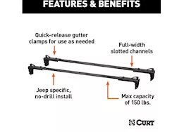 Curt Manufacturing 18-c wrangler/20-c gladiator roof rack crossbars 150lb capacity(2 pack)