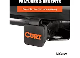 Curt Manufacturing 2in x 2in rubber hitch tube cover w/retainer embossed with orange curt logo