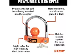 Curt Manufacturing Hitch & coupler lock set 2in/2-1/2in receivers 1-7/8in to 2-5/16in couplers