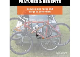Curt Manufacturing Multi-use cable lock 6ft x 3/8in cable vinyl-coated braided steel