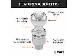 Curt Manufacturing Packaged chrome hitch ball 3.5k 2in x 3/4in x 1 3/4in