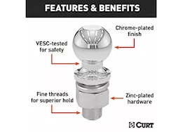 Curt Manufacturing Packaged chrome hitch ball 7500lb 2in x 1in x 2 1/8in