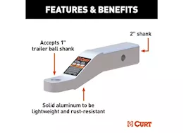 Curt Manufacturing Aluminum ball mount 2in shank, 8,000lb, 2in drop, 8 1/2in long