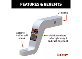 Curt Manufacturing Aluminum ball mount 2in shank, 8,000lb, 6in drop, 8 1/2in long