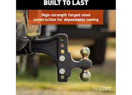 Curt Manufacturing Hd adjustable trailer hitch ball mount with dual ball, 2 1/2in shank, 20k