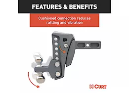 Curt Manufacturing Rebellion xd adjustable cushion hitch 15k 2in shank w/2in & 2 5/16in balls