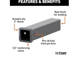 Curt Manufacturing 18in raw steel receiver tubing - 3in receiver 5/8in pin hole