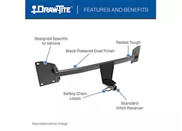 Draw-Tite 19-14 kia forte class i trailer hitch, 1-1/4 inch square receiver, black