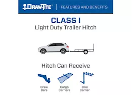 Draw-Tite 19-14 kia forte class i trailer hitch, 1-1/4 inch square receiver, black