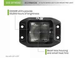 DV8 Offroad Be3fmw40w - universal 3 inch flush mount cube light flood pattern 40w 4800 lumens sold in singles