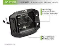 DV8 Offroad Be3fmw40w - universal 3 inch flush mount cube light flood pattern 40w 4800 lumens sold in singles