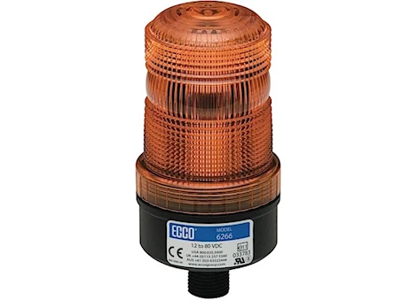 Ecco Safety Group Led beacon: medium profile, 12-80vdc, pulse8 flash, 1/2in male pipe mount, amber Main Image