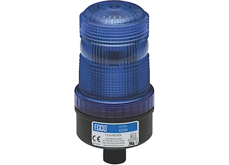 Ecco Safety Group LED BEACON: MEDIUM PROFILE, 12-80VDC, PULSE8 FLASH, 1/2IN MALE PIPE MOUNT, BLUE