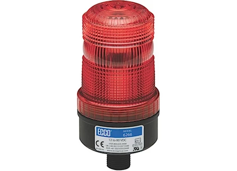 Ecco Safety Group LED BEACON: MEDIUM PROFILE, 12-80VDC, PULSE8 FLASH, 1/2IN MALE PIPE MOUNT, RED
