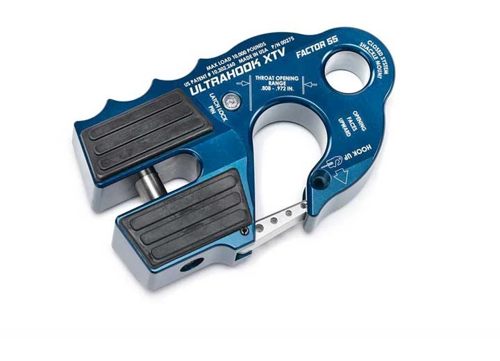 Factor 55 Ultrahook xtv winch hook with shackle mount blue Main Image