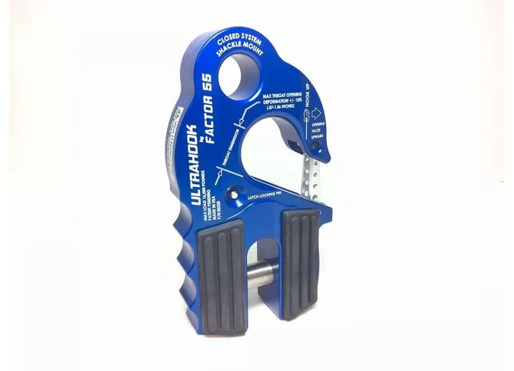 Factor 55 Ultrahook winch hook with shackle mount blue